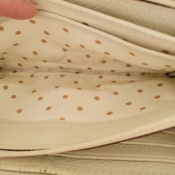 KATE SPADE Zip Around Wallet Gold Glam Metalic Continental Large Logo Fair - Picture 10 of 13